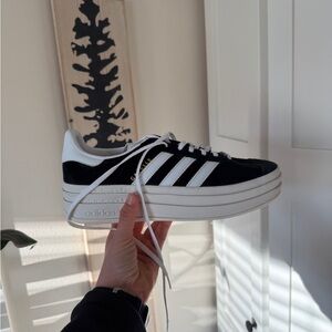 Adidas Black and White Platform Shoes